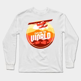 Vintage plane travel. Retro travel badge Long Sleeve T-Shirt